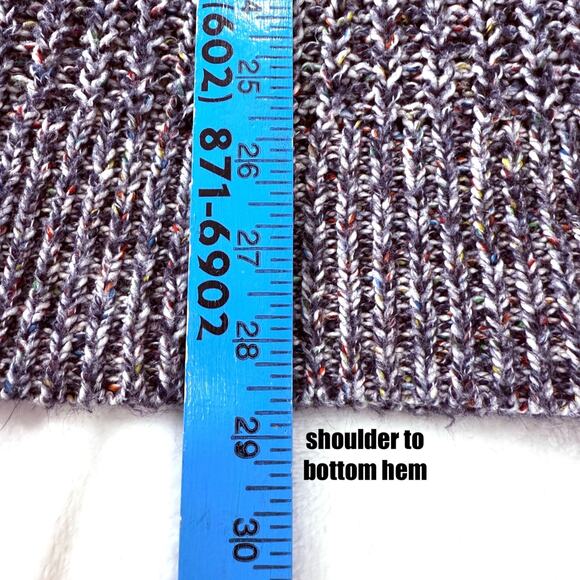 Aerie Womens Sweater Gray Purple M Fisherman Oversized Chunky Marled Knit Cozy - Picture 6 of 6